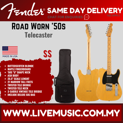 Fender Ltd Ed Vintera Road Worn 50s Telecaster Electric Guitar, Maple FB, Butterscotch Blonde