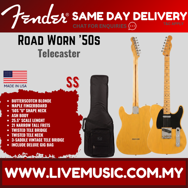Butterscotch Blonde Telecaster electric guitar with maple neck and black pickguard