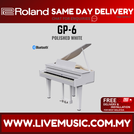 Roland GP-6 88-Key Baby Grand Digital Piano w/ Bench, Polished White ( GP6 / GP 6 )