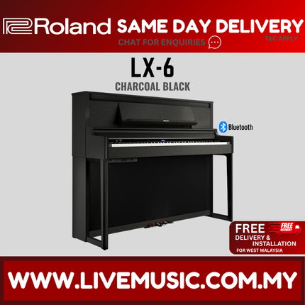 Roland LX-6 88-Key Baby Grand Digital Piano w/ Bench, Charcoal Black ( LX6 / LX 6 )