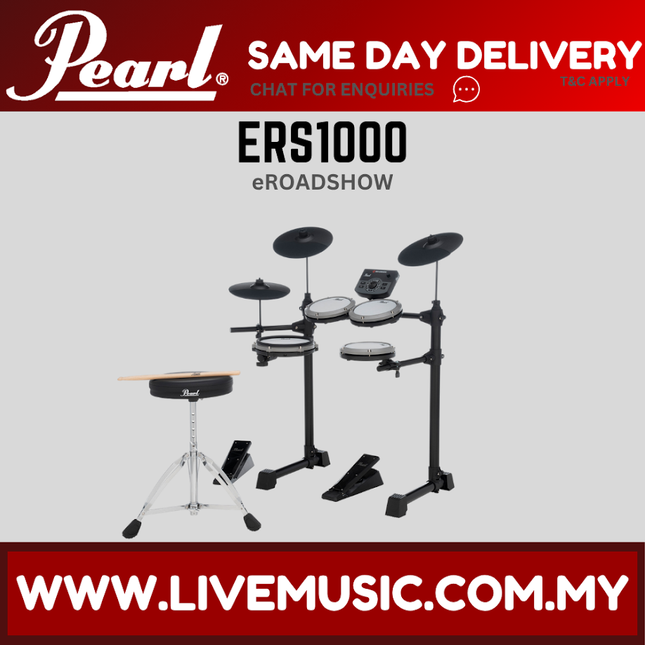 Pearl ERS1000 eRoadshow electronic drumkit set with black pads and cymbals