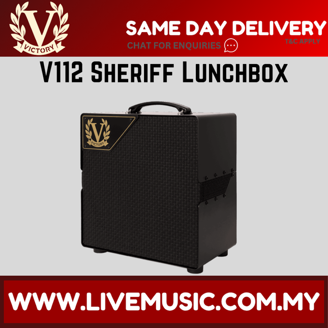 Victory V112 Sheriff lunchbox guitar speaker cabinet, black textured case and carry handle