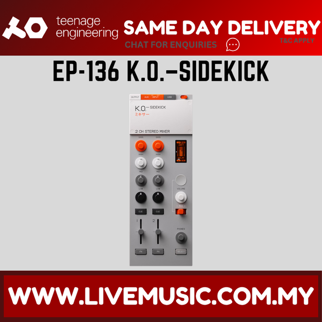 Teenage Engineering EP-136 K.O. Sidekick 2 Channel Portable Mixer, Audio Interface & FX Processor ( EP136KO EP 136 K.O. )