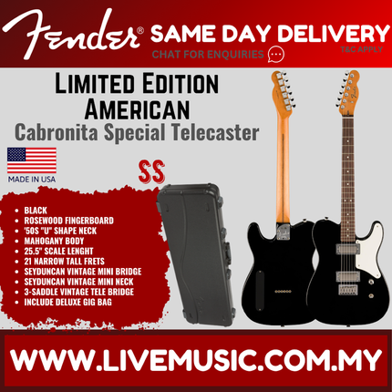 Fender Limited Edition American Cabronita Special Guitar, RW FB, Black
