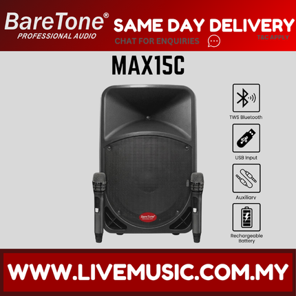 Baretone MAX15C 15" Portable Active Speaker ( MAX 15C MAX-15C )