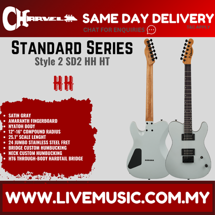 Charvel Standard Series San Dimas Style 2 SD2 HH HT Electric Guitar, Satin Gray
