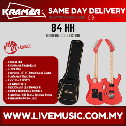 Kramer The 84 HH Left-handed Electric Guitar with Premium Bag - Radiant Red
