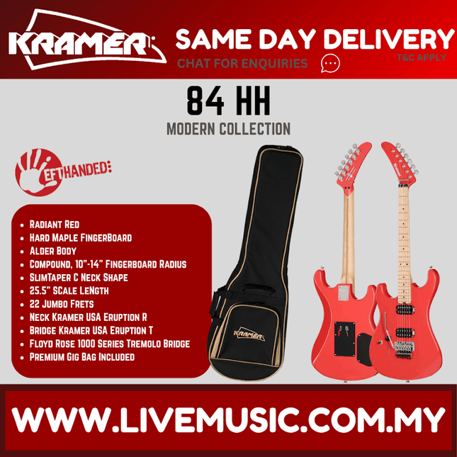 Kramer The 84 HH Left-handed Electric Guitar with Premium Bag - Radiant Red