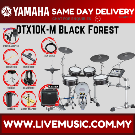 Yamaha DTX10K-M Electronic Drum Set With Amplifier And Drum Throne - Black Forest ( DTX10 / DTX10K / DTX10KM )