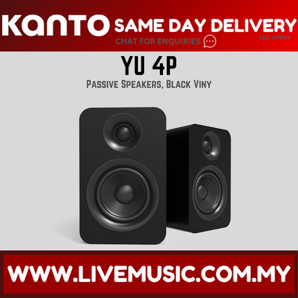Kanto YU Passive 4" Bookshelf Speakers - Black Viny (YU4P)