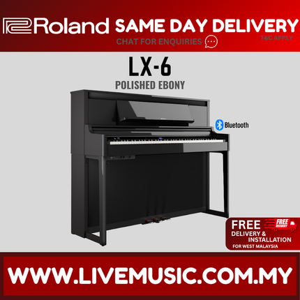 Roland LX-6 88-Key Baby Grand Digital Piano w/ Bench, Polished Ebony ( LX6 / LX 6 )