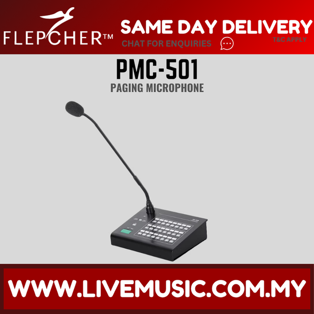 Paging microphone with gooseneck and base keypad display (PMC-501)