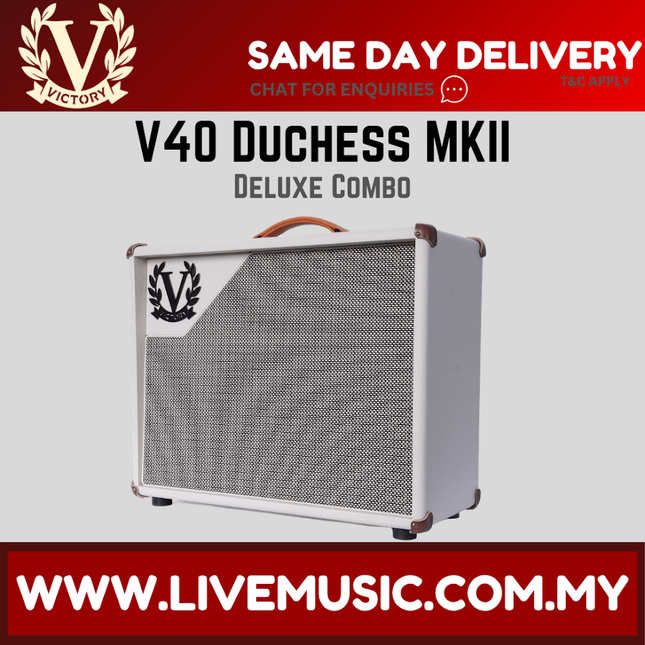 Victory V40 amplifier combo head with gray grille and white sides