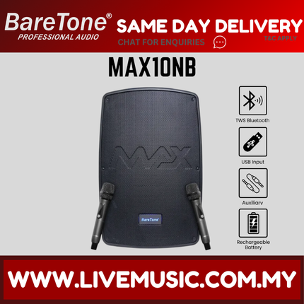 Baretone MAX10NB 10" Portable Speaker ( MAX-10NB MAX 10NB )