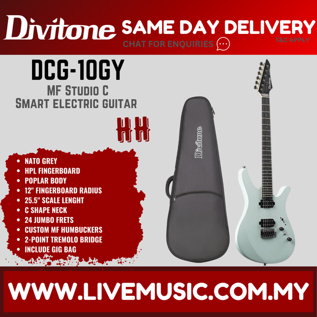 Divitone DCG-10 HH MF Studio C Electric Guitar - Grey ( DCG10 DCG 10 )