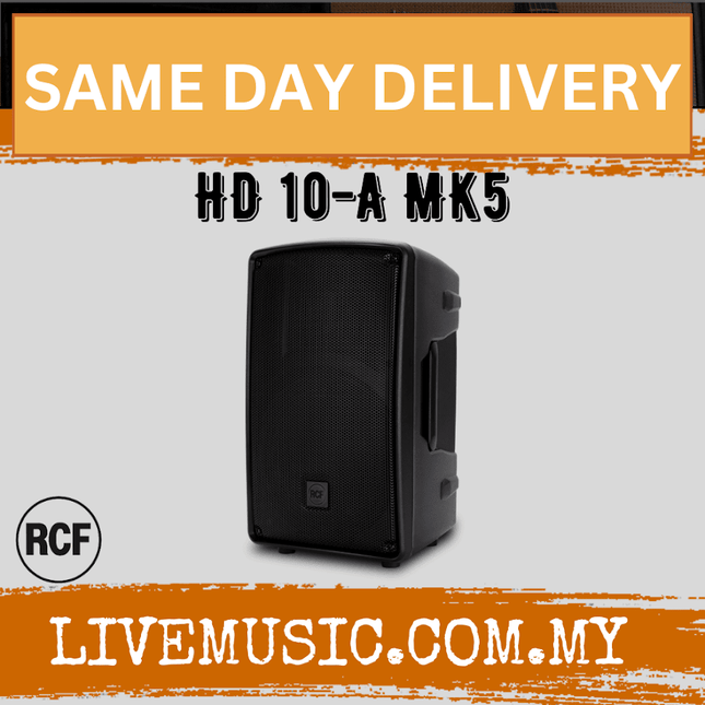RCF HD 10-A MK5 10" Active 2-Way Speaker With Speaker Stand And Cable - Each / Pair ( HD10A / HD 10A / MK5 )