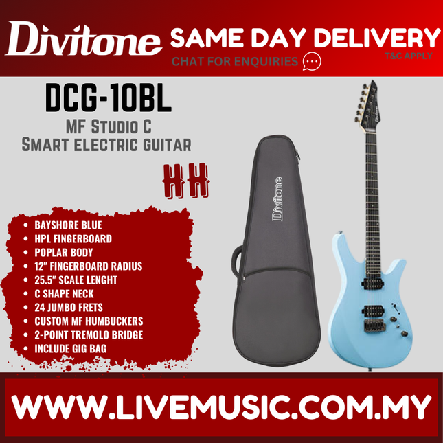 Divitone DCG-10 HH MF Studio C Electric Guitar - Blue ( DCG10 DCG 10 )