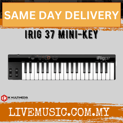 IK Multimedia iRig Keys 37 Mini - 37 Mini-key USB controller for Mac/PC - Black (Keys37/Keys-37)