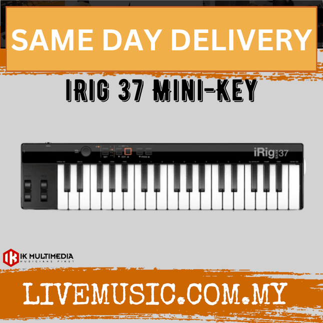 IK Multimedia iRig Keys 37 Mini - 37 Mini-key USB controller for Mac/PC - Black (Keys37/Keys-37)