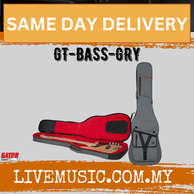 Gator GT-BASS-GRY - Transit Series Bass Guitar Bag - Grey ( GTBASSGRY / GTBASS GRY )