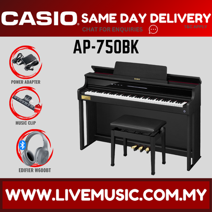 Casio AP-750 Celviano Digital Piano with FREE Piano Bench and Headphone - Black (AP750/AP 750)