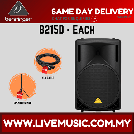 Behringer Eurolive B215D 550W 15" Powered Speaker w/Wireless Mic, Speaker Stand and Cable - Pair ( B-215D / B 215D )