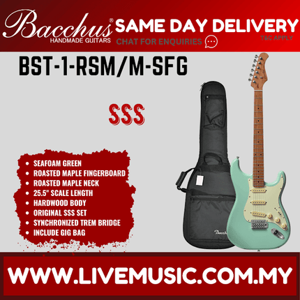 Bacchus Bst-1-rsm/M Universe Series Roasted Maple Electric Guitar - Seafoam Green ( BST1 / BST1RSMM / BST 1 RSM M )