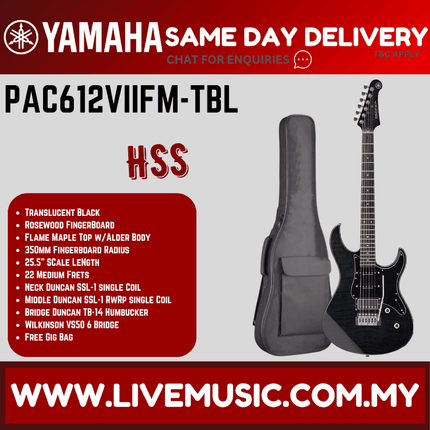 Yamaha PAC612VIIFM Pacifica Electric Guitar -Translucent Black ( PAC 612VIIFM / PAC-612VIIFM )