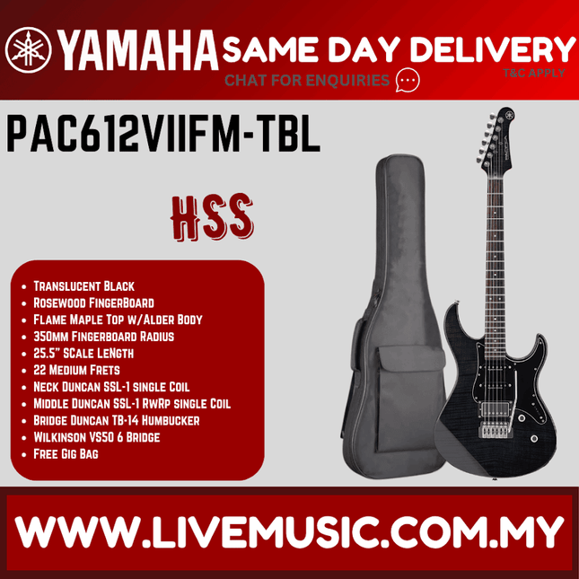 Yamaha PAC612VIIFM Pacifica Electric Guitar -Translucent Black ( PAC 612VIIFM / PAC-612VIIFM )