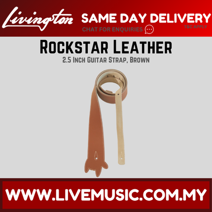 Livingston RLBR-25 2.5 Inch Rockstar Leather Guitar Strap,Brown ( RLBR25 RLBR 25 )