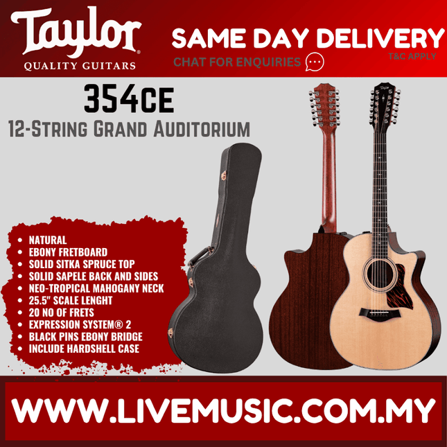 Taylor 354ce 12-string Acoustic-Electric Guitar w/Case, Natural