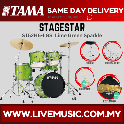 Tama Stagestar ST52H6 5-piece Drum Set With Drumsticks and Throne With KDZ141620 Cymbals Set
