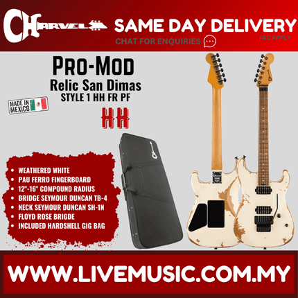Charvel Pro-Mod Relic San Dimas Style 1 HH FR PF Electric Guitar, Pau Ferro FB - Weathered White