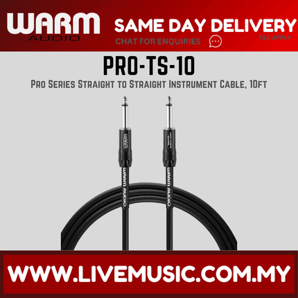 Warm Audio Pro Series Straight to Straight Instrument Cable, 10ft ( PRO-TS-10 PROTS10 )