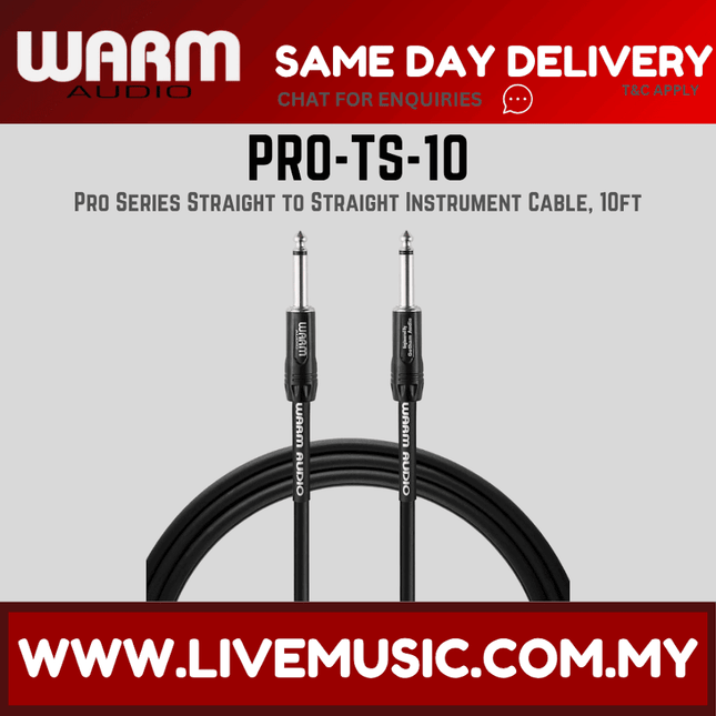 Warm Audio Pro Series Straight to Straight Instrument Cable, 10ft ( PRO-TS-10 PROTS10 )