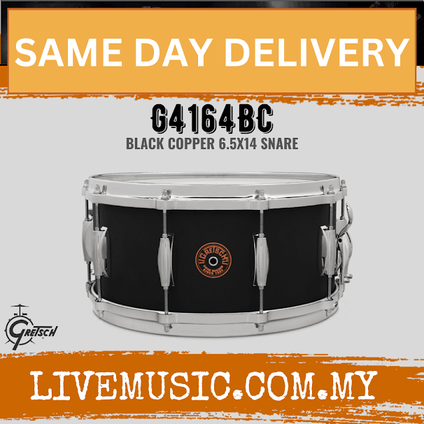 Gretsch G4164BC 6.5x14inch USA Custom Black Copper Snare Drum