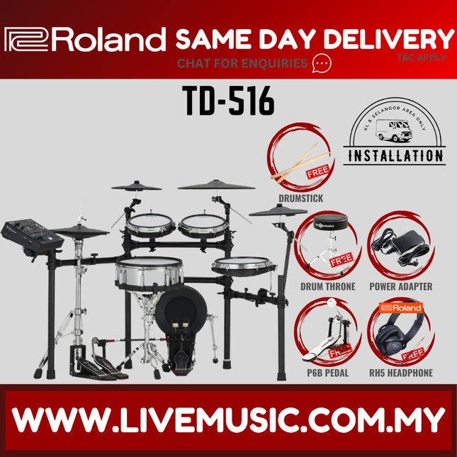 Roland TD-516 Electronic Digital Drum Set w/Accessories ( TD516 TD 516 ) Replace TD-27KV2 TD27KV2