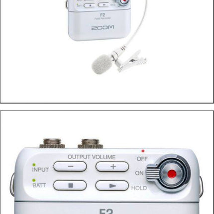 Zoom F2 Field Recorder With Lavalier Microphone With LMF-2 Lavalier Mic- White (F 2/F-2)