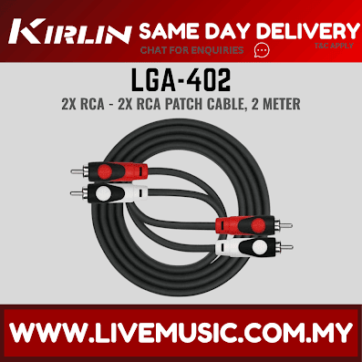 Kirlin LGA-402 2 Meter Dual RCA To RCA Stereo Plug LightGear Interconnect Patch Cable for AV Speaker Amplifier Receiver and Hifi Black(LGA 402/LGA402)