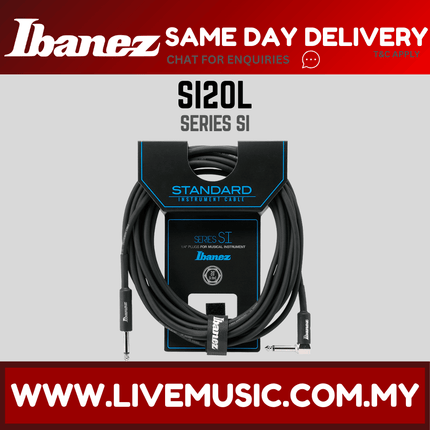 Ibanez SI20L Guitar Cable, Straight/right Angle Plug ( SI-20L / SI 20L )