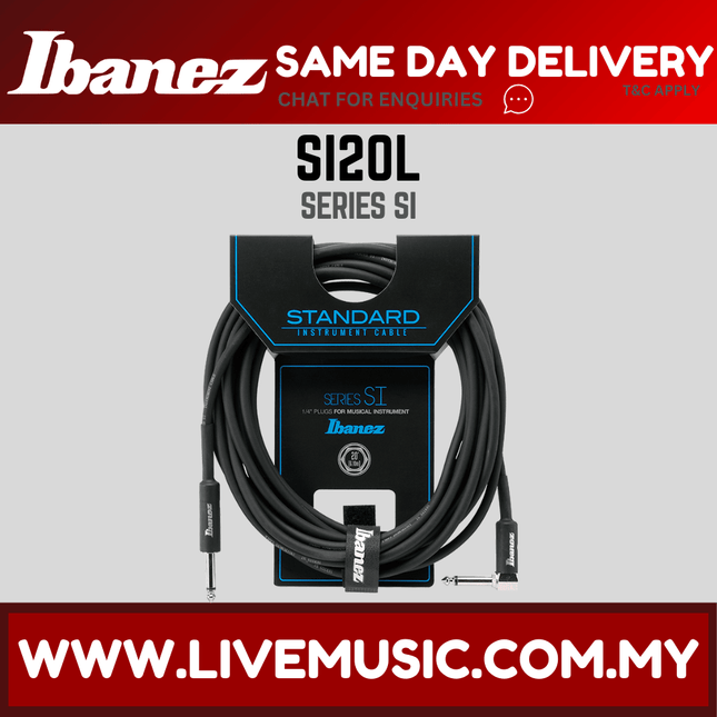 Ibanez SI20L Guitar Cable, Straight/right Angle Plug ( SI-20L / SI 20L )