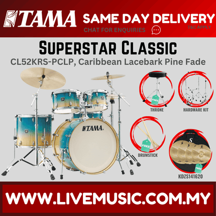 Tama Superstar Classic CL52KRS 5-Piece With KDZS141620 Silent Cymbal Set - ( CL-52KRS )