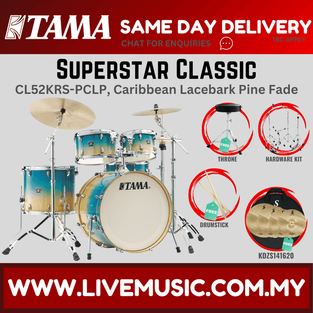Caribbean lacebark pine fade 5-piece silent cymbal drum set with KDZS141620 kit