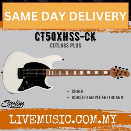 Sterling CT50XHSS-CK Cutlass Plus Series Hss Electric Guitar, Chalk ( CT50XHSSCK / CT50XHSS CK )