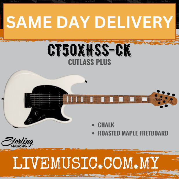 Sterling CT50XHSS-CK Cutlass Plus Series Hss Electric Guitar, Chalk ( CT50XHSSCK / CT50XHSS CK )