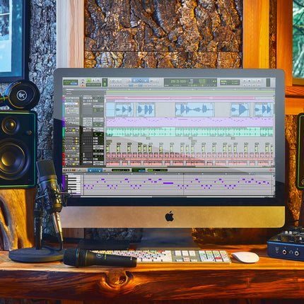 Mackie Studio Bundle, Big Knob Studio Audio Interface, CR3-X Monitors, And EM-91C Microphone And Mic Stand (CR3X/EM91C)
