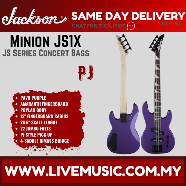Jackson JS1X JS Series Concert Bass Minion Guitar, Amaranth Fretboard - Pavo Purple
