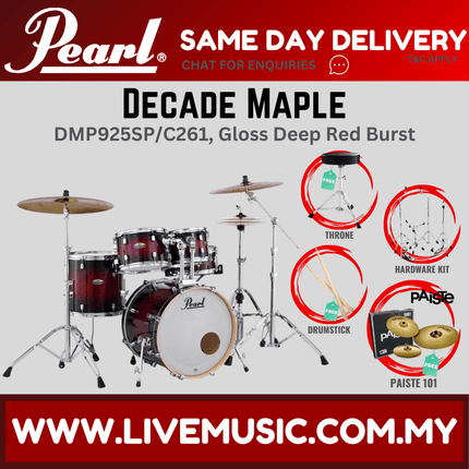Pearl Decade Maple DMP925SP/C 5-Piece Drum Set with Paiste 101 Cymbals Set and Hardware