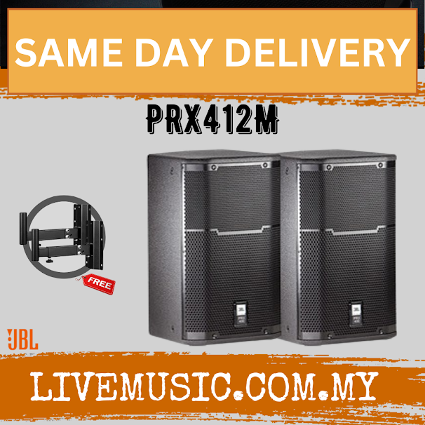 Pair of black 12-inch passive PA speaker cabinets with front grilles and bottom badge