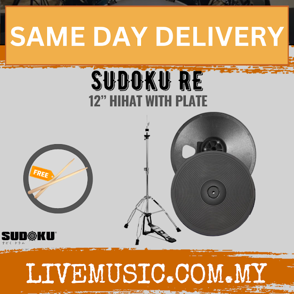 Sudoku 12"  RE Electric Drum Cymbal Pad Rubber Hihat Cymbal with Plate